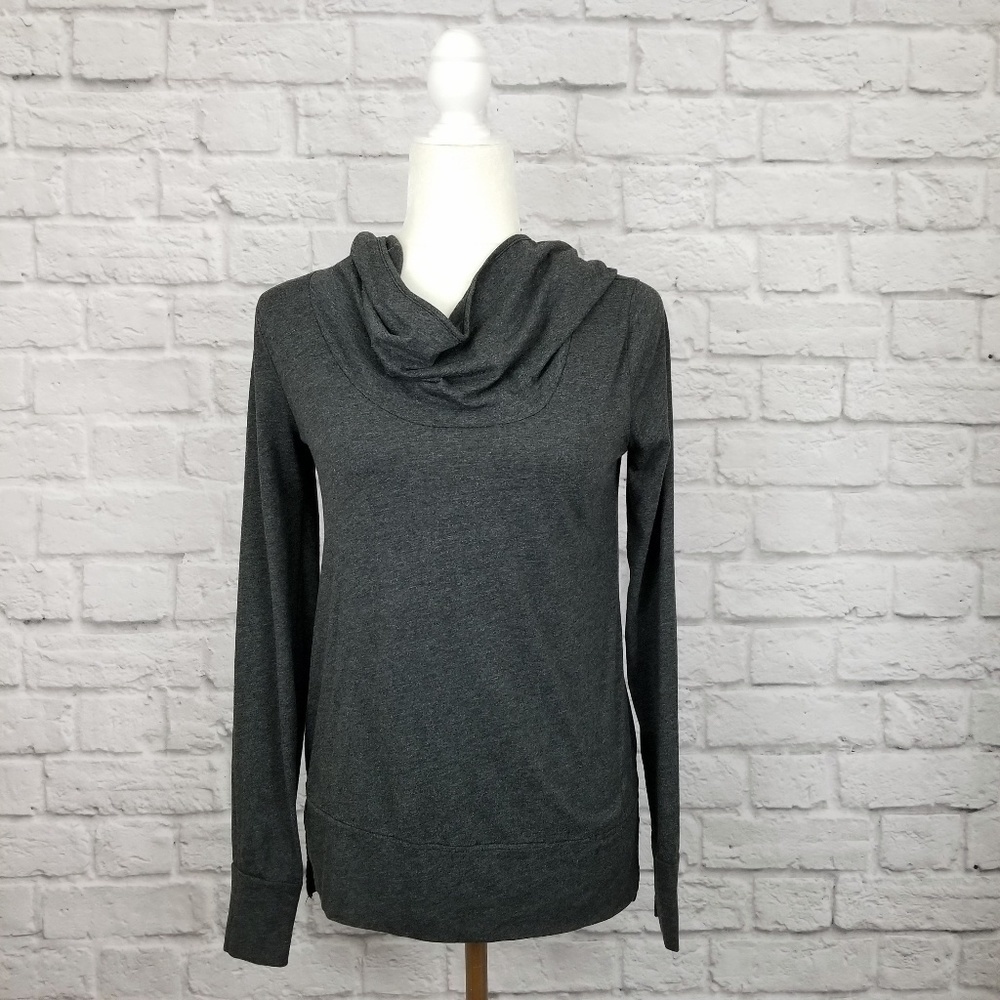 Soulcycle dark gray copper letter cowl neck lightweight hoodie womens size Small - Picture 5 of 9